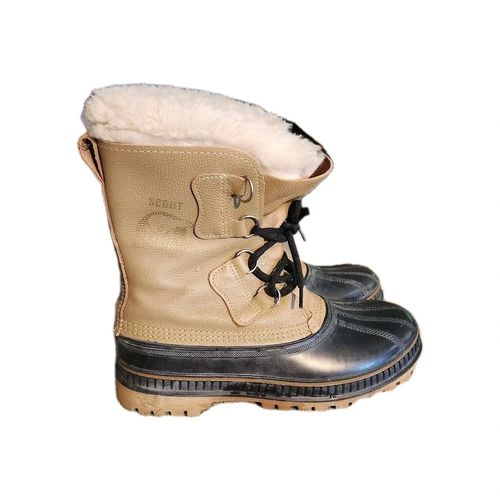 Sorel Scout Vintage Winter Boots Tan Black Men's 8 Made in‎ USA